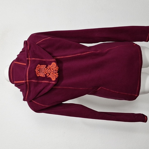 Athleta Burgundy Sporty Sky High Polartec Half Zip Pullover Embroidered Hoodie M - Picture 10 of 13